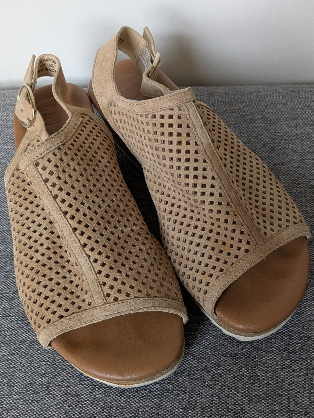 Paul Green Cleo Wedge Super Soft Slingback Sandal Space Nubuck Tan Size 6 - Picture 13 of 14